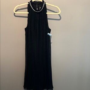 Vince Camuto Black Beaded Neck Dress